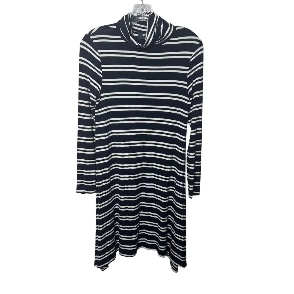Maeve Anthropologie Striped Turtleneck Swing Dress Women’s SP‎ Blue Long Sleeve